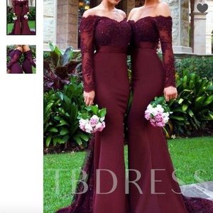 Off the shoulder, long sleeve dress